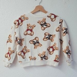 H&M Cream and Brown Graphic Sweatshirt